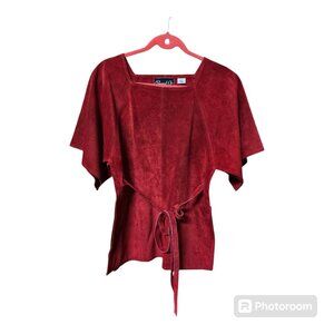 Ladies Vintage 1970's Red Suede Beged-Or Poncho